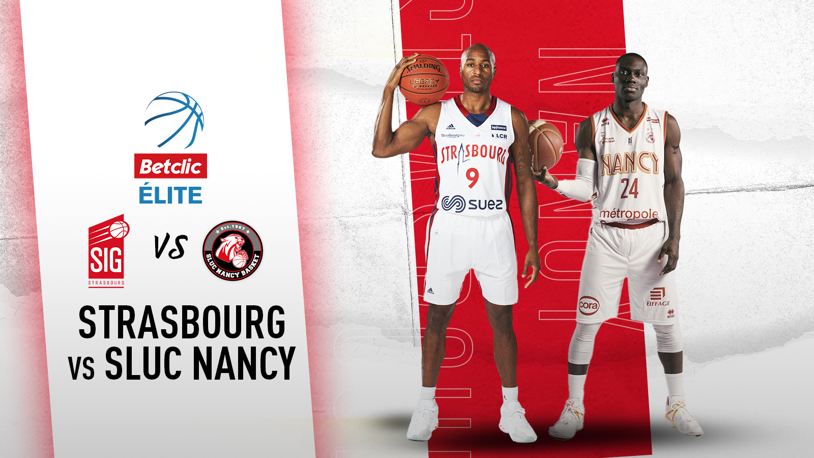 Photo des 2 capitaines des clubs de basket SIG Strasbourg et SLUC Nancy Basket 
