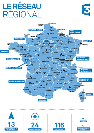 Carte des 116 implantations France 3