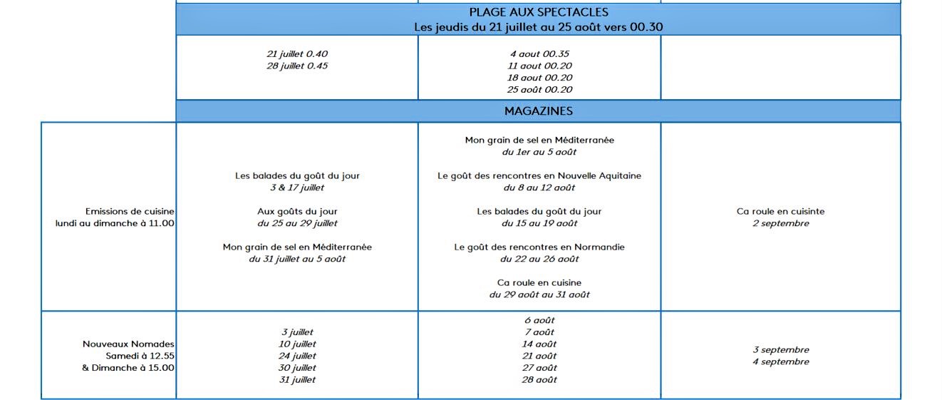 Grille été 2