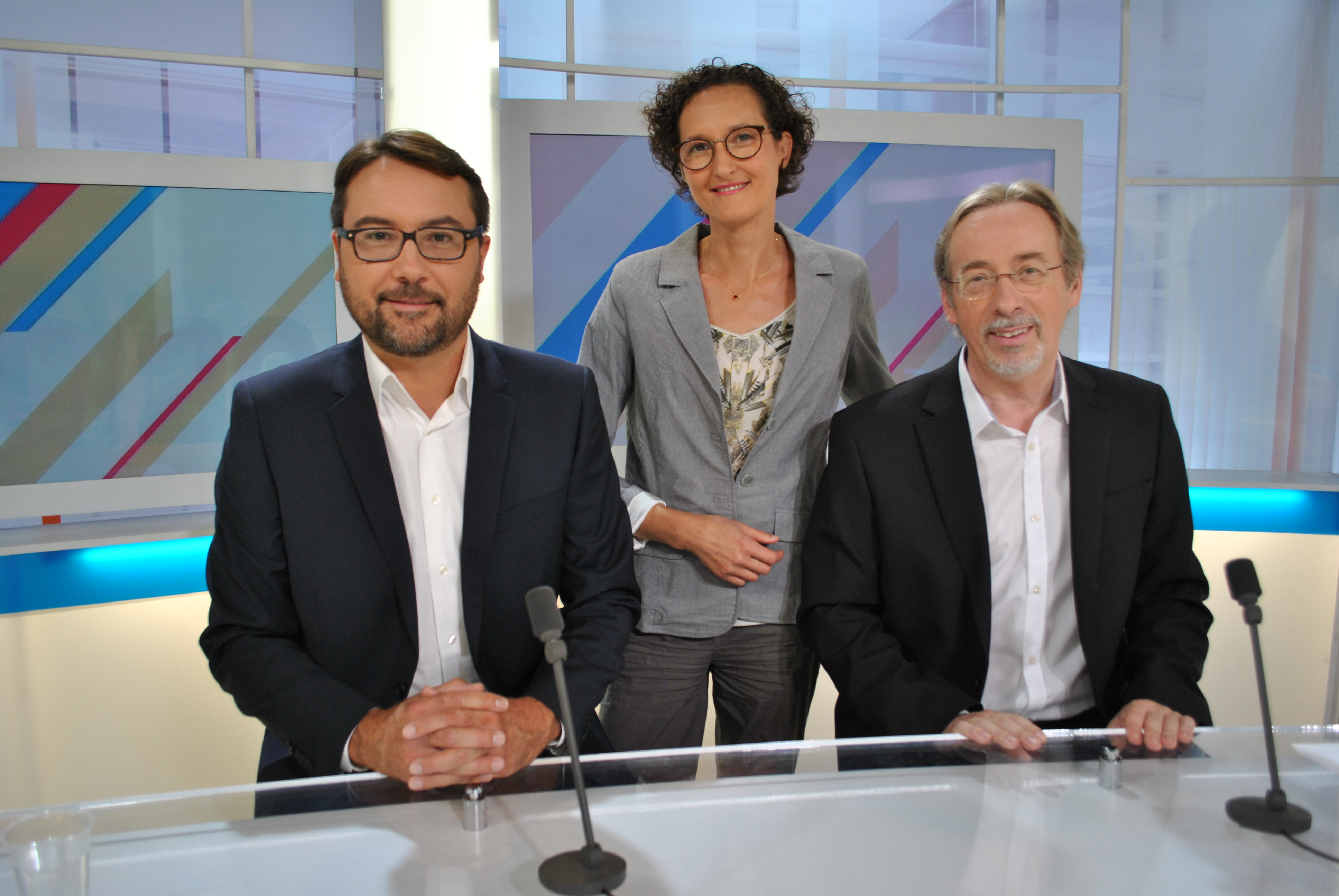 Géraldine Dreyer, Vincent Thollet et Dominique Duforest, animateurs Dimanche en politique