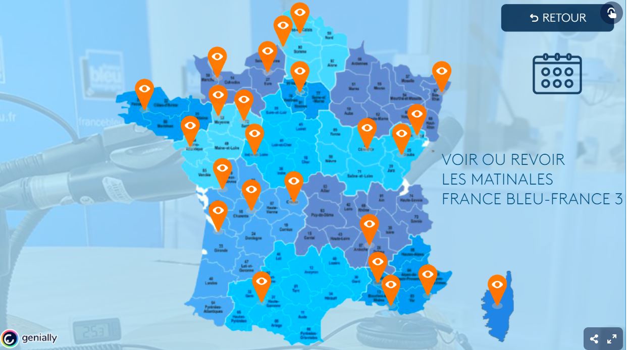 Carte implantations France Bleu France 3 Matin