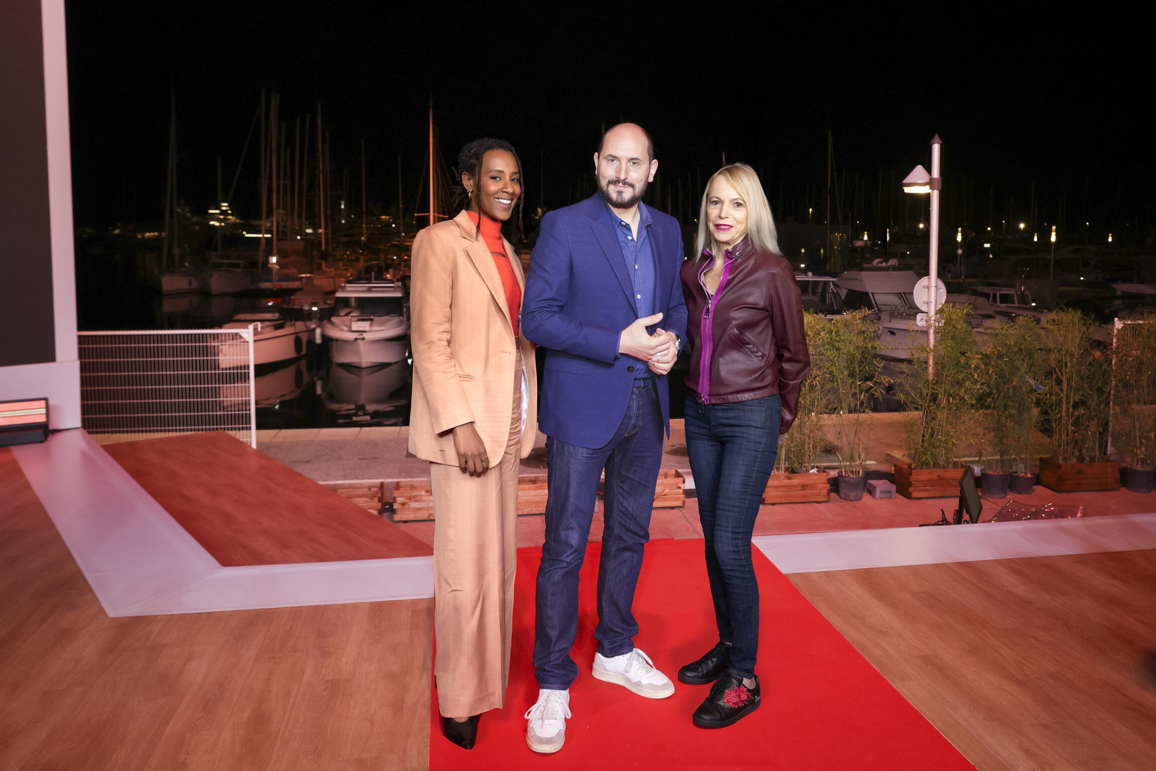 Karim Rissouli, entouré de Laure Adler et Camille Diao © Jack TRIBECA - BESTIMAGE