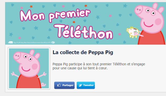 Page collecte Peppa Pig Téléthon