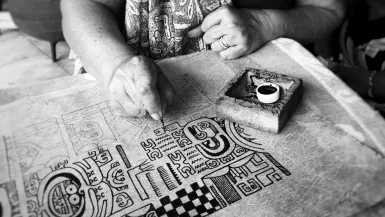 Motu Haka,  le combat des îles Marquises - Art graphique marquisien ∏ Raynald MÇrienne