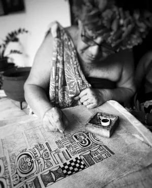 ©Raynald Mérienne  Motu Haka,  le combat des îles Marquises - Art graphique marquisien ∏ Raynald MÇrienne