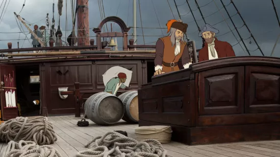 Moka Malo sur le pont d'une frégate_image extraite du film Moka Malo_image extraite du film