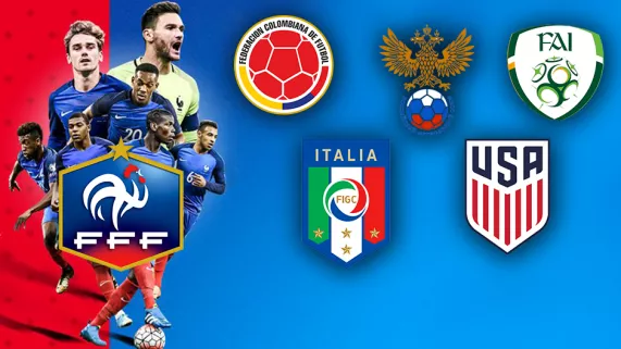 FOOTBALL 5 MATCHES AMICAUX : FRANCE-COLOMBIE-RUSSIE-REPUBLIQUE D'IRLANDE-ITALIE-ETATS-UNIS FOOTBALL 5 MATCHES AMICAUX : FRANCE-COLOMBIE-RUSSIE-REPUBLIQUE D'IRLANDE-ITALIE-ETATS-UNIS