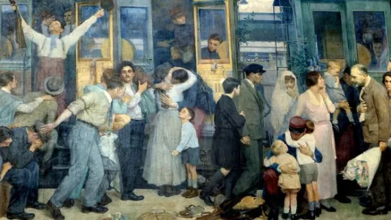 Tableau "Le Départ des poilus, août 1914" à la Gare de l'Est  Tableau "Le Départ des poilus, août 1914" à la Gare de l'Est