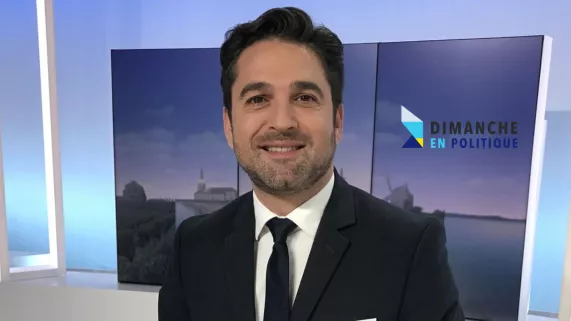 Arnaud Robinet sur le plateau du 19/20 de France 3 Champagne-Ardenne pendant les municipales en 2020