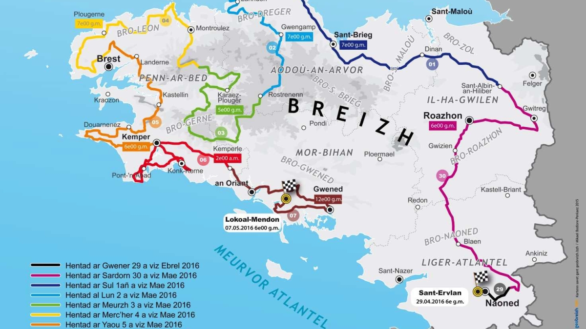 Carte Redadeg 2016 Carte Redadeg 2016