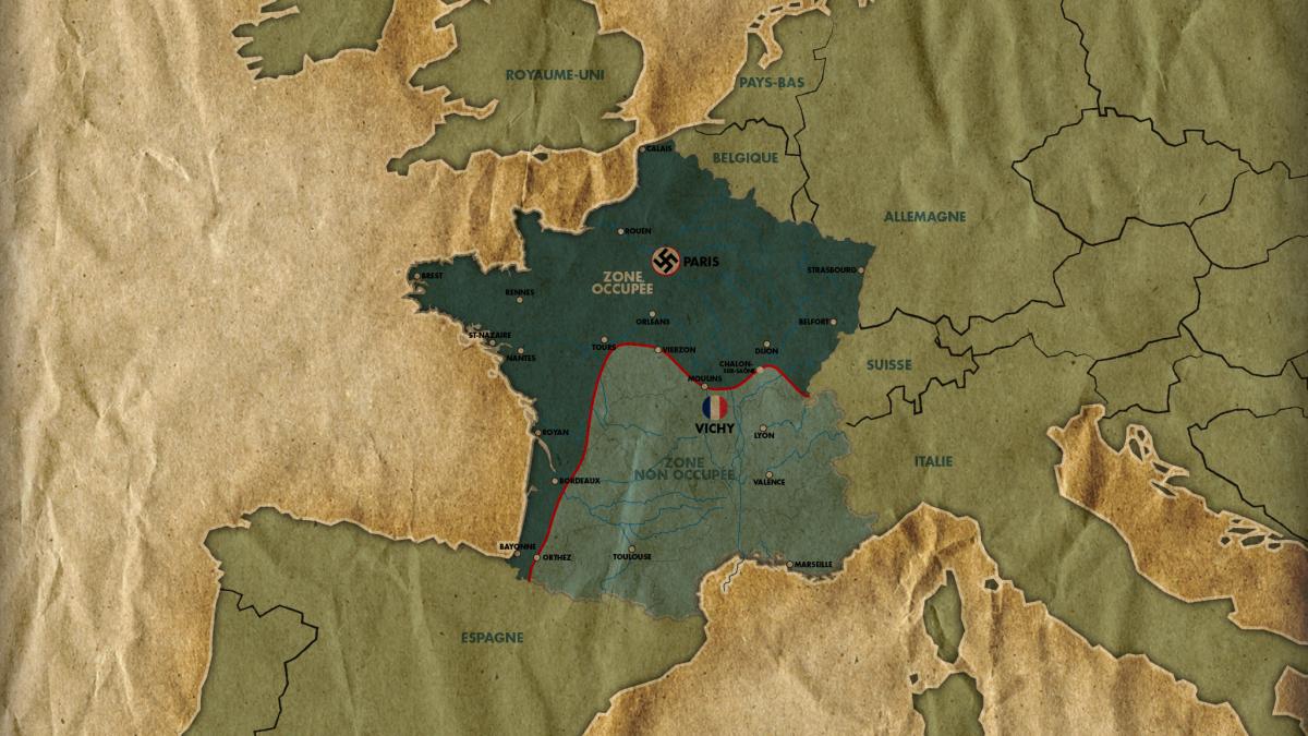 Carte de France sous l'occupation