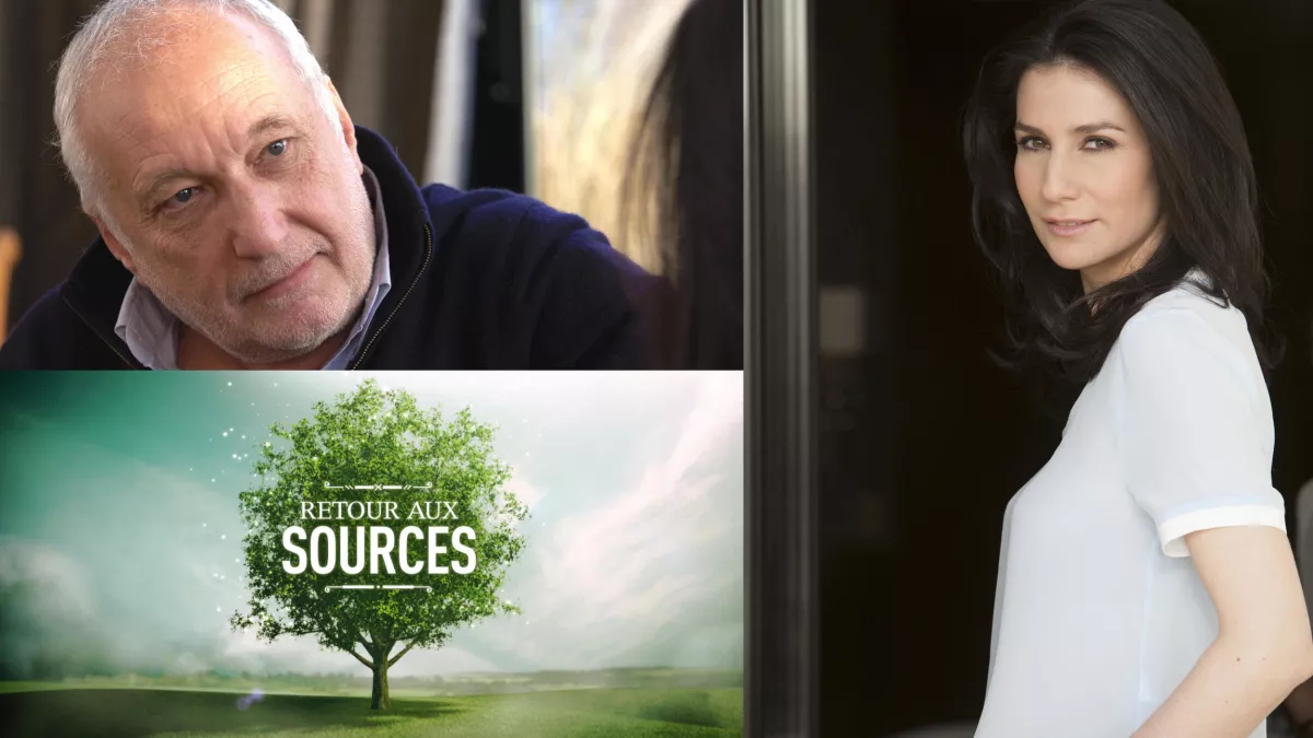 DR / François Berléand et Marie Drucker Portrait de François Berléand et Marie Drucker, logo du programme Retour aux sources