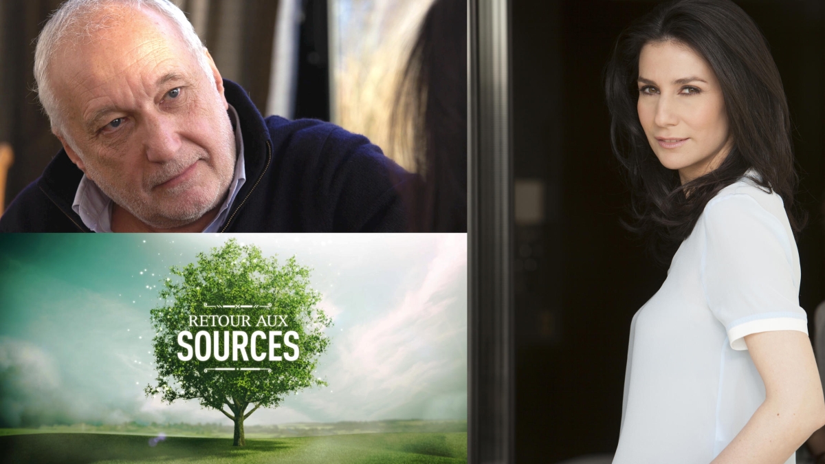 DR / François Berléand et Marie Drucker Portrait de François Berléand et Marie Drucker, logo du programme Retour aux sources
