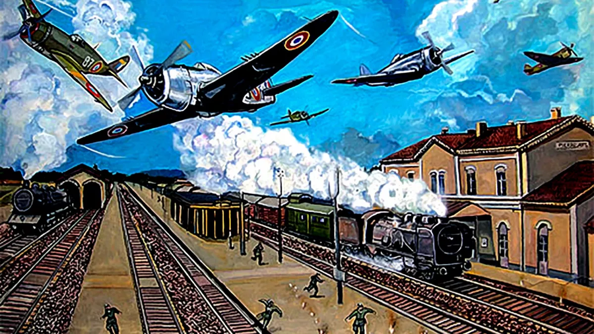 ©Manuel Perales-auqarelle-mitraillage train fantôme Aquarelle-Mitraillage train fantôme
