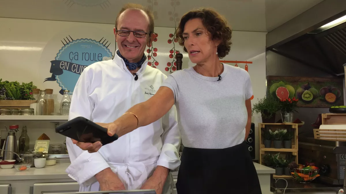 ça roule en cuisine - Jean-Georges Klein et Sophie Menut - crédit FTV ça roule en cuisine - Jean-Georges Klein et Sophie Menut - crédit FTV