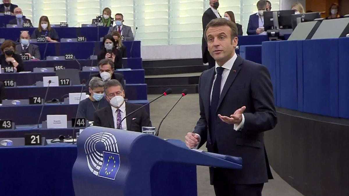 Emmanuel Macron au Parlement européen à Strasbourg © FTV