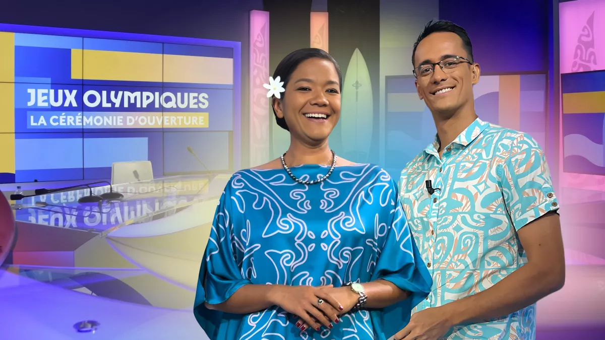Bandeau FTV - Cérémonie d'ouverture JO Aiata Tarahu et Maruki Dury pour la cérémonie d'ouverture des JO 2024