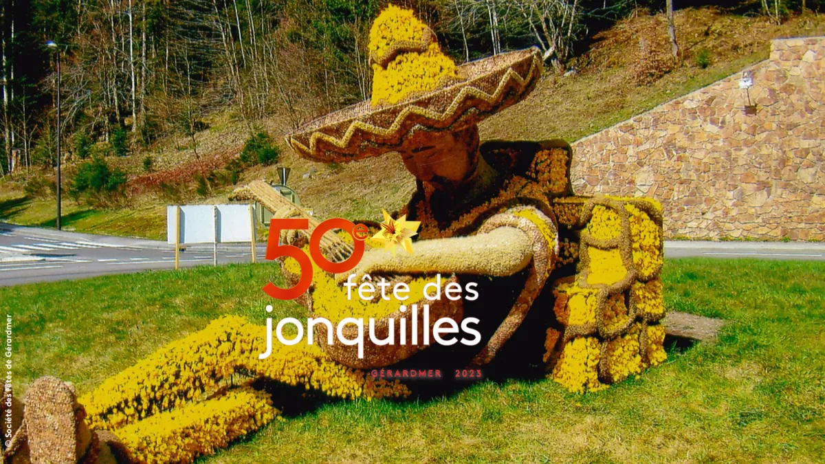 50 eme fête des jonquilles © Société des Fêtes de Gérardmer Mexicain avec une guitare réalisé avec des jonquilles