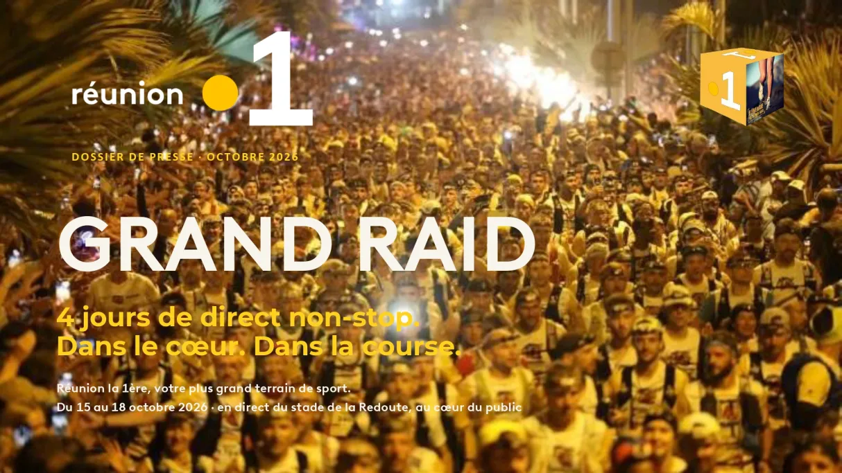 REUNION LA 1ERE, LE MEDIA DU GRAND RAID   DU 15  AU 18 OCTOBRE  2026 : REUNION LA 1ERE EN DIRECT DU STADE DE LA REDOUTE - Plus de 70 heures de direct non stop  📺 📻 📱 🌐 L’énergie du Grand Raid, c’est sur Réunion la 1ère  Votre plus grand terrain de sport !  🏝️ L'île entière en communion, une ferveur unique ! Plus qu'une course, le Grand Raid est le symbole du dépassement de soi, de la solidarité et de l'âme réunionnaise