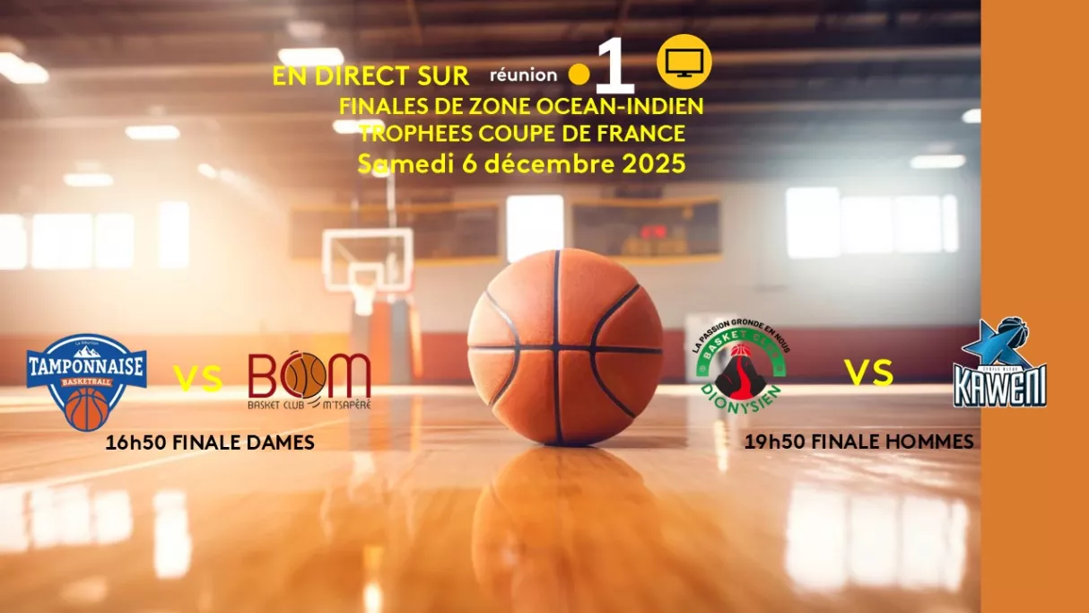 La fièvre du ballon orange, dernier évènement sportif de cette fin d’année sur Réunion la 1ère TV  Les finales du trophée régional de Coupe de France de basket, féminin et masculin, à vivre en direct sur Réunion la 1ère depuis le  Complexe Sportif Municipal Cotur du Port.