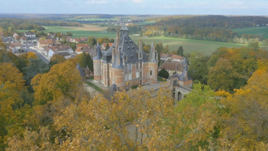 Chateau de Montmort vu d'un drone