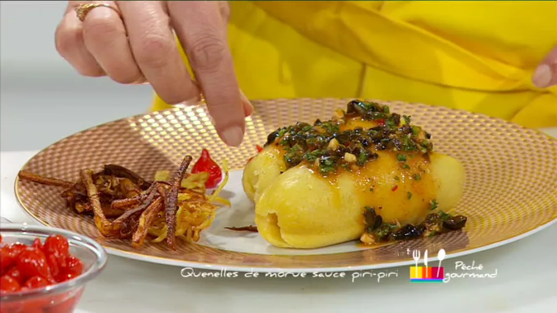 Présentation assiette quenelle de morue