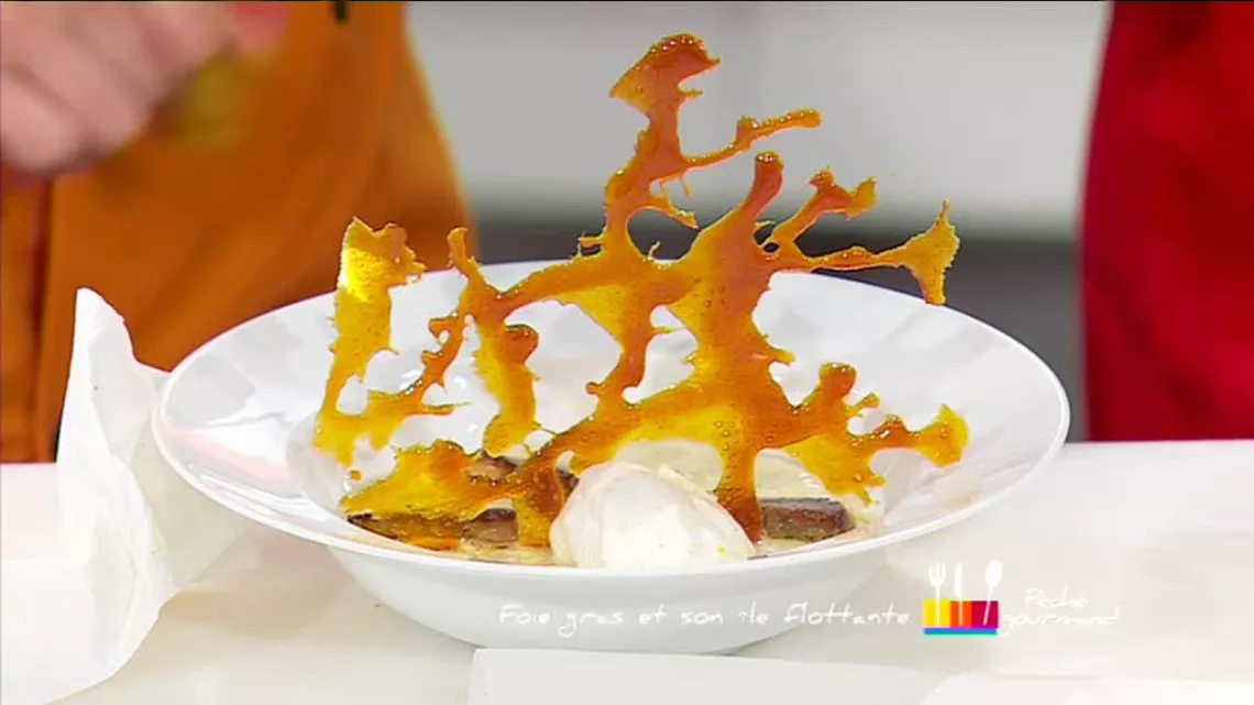 Assiette de présentation Foie gras et son île flottante