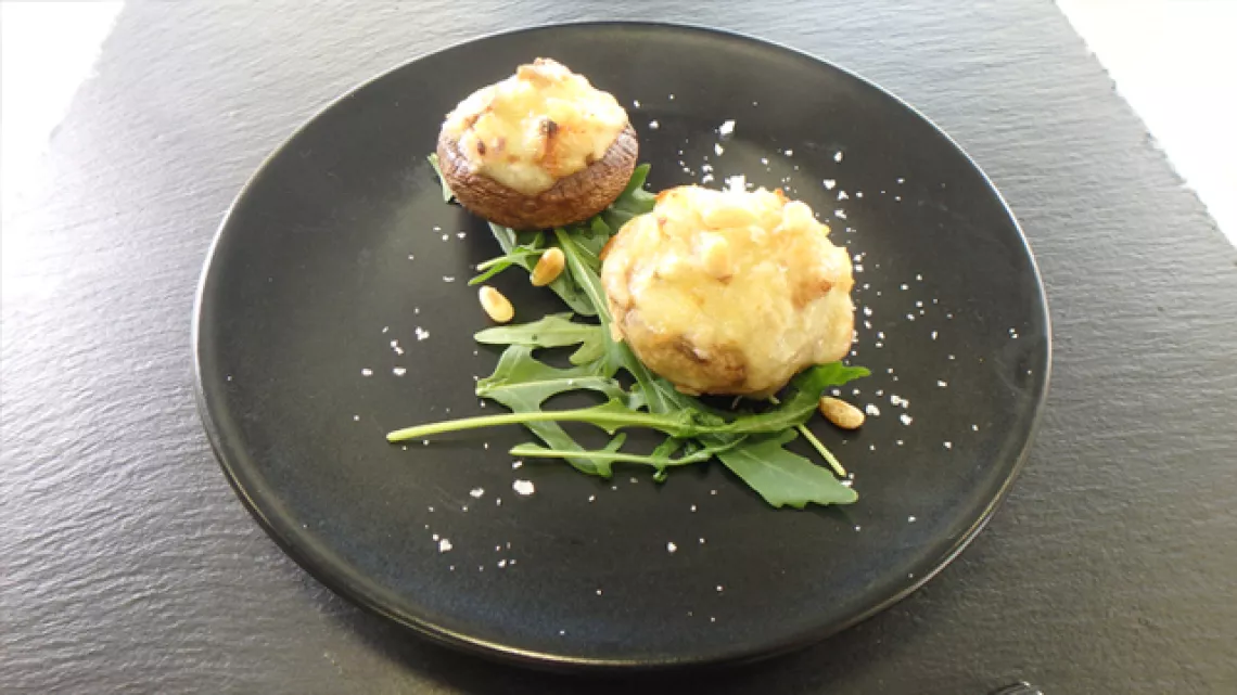 Champignons gratinés à la tomme des Vosges