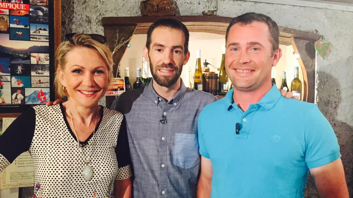 Odile, Michaël Renout et Julien Barlet, vigneron