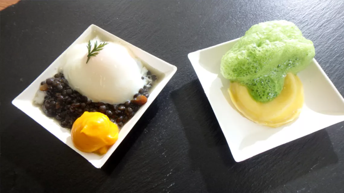 Beluga de lentilles et œuf parfait