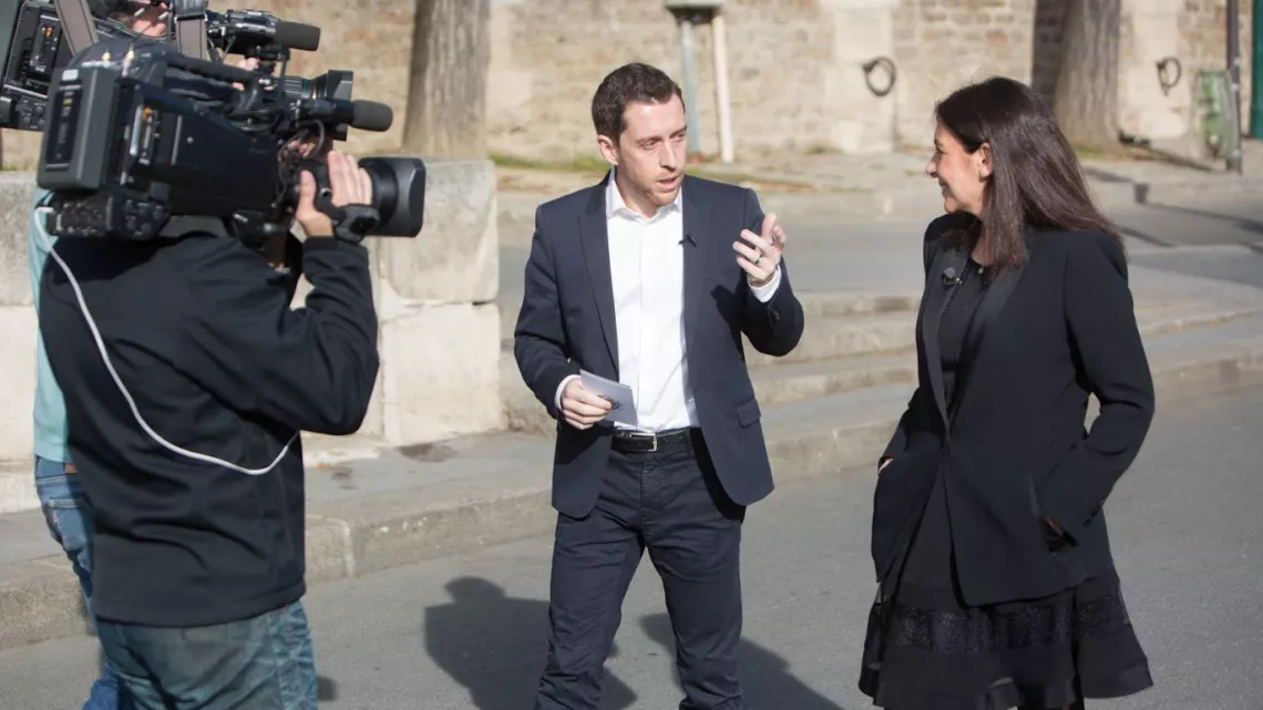 Anne Hidalgo et Bertrand Lambert sur le tournage