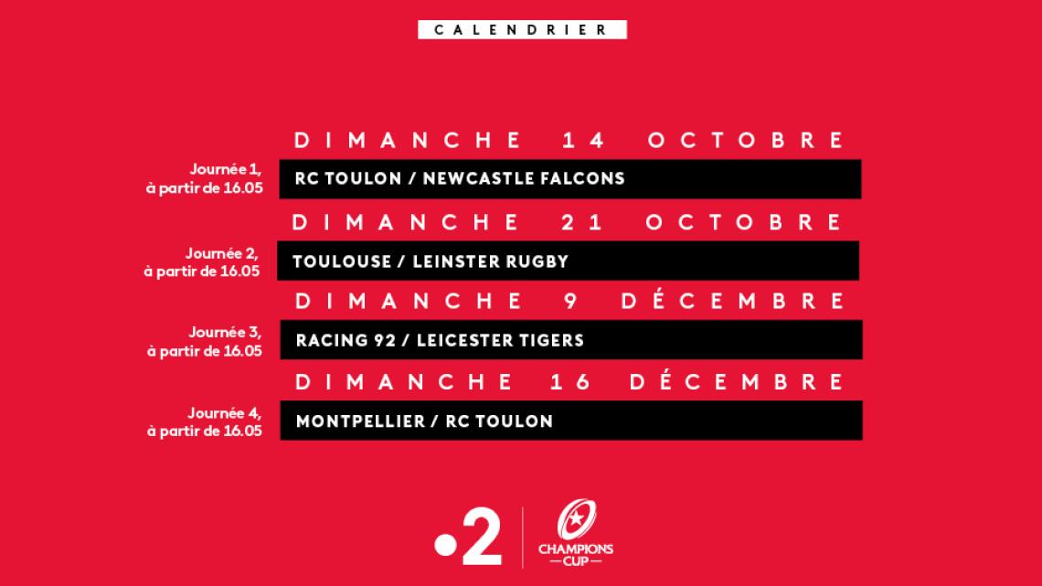 Calendrier Champions Cup volet 2 