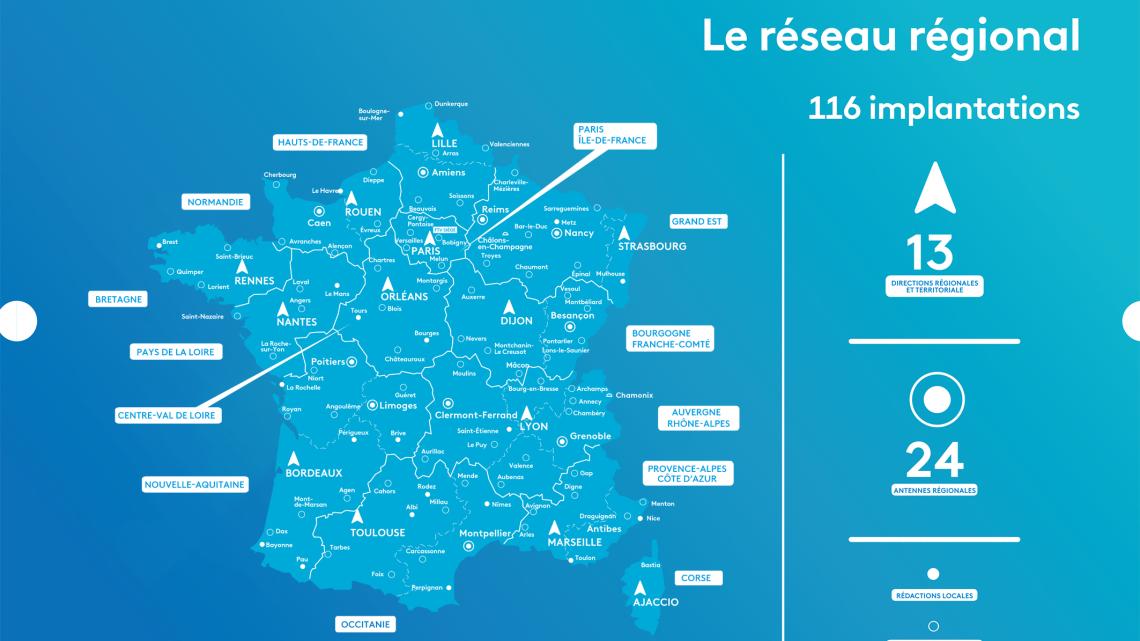 Carte du réseau régional de France 3