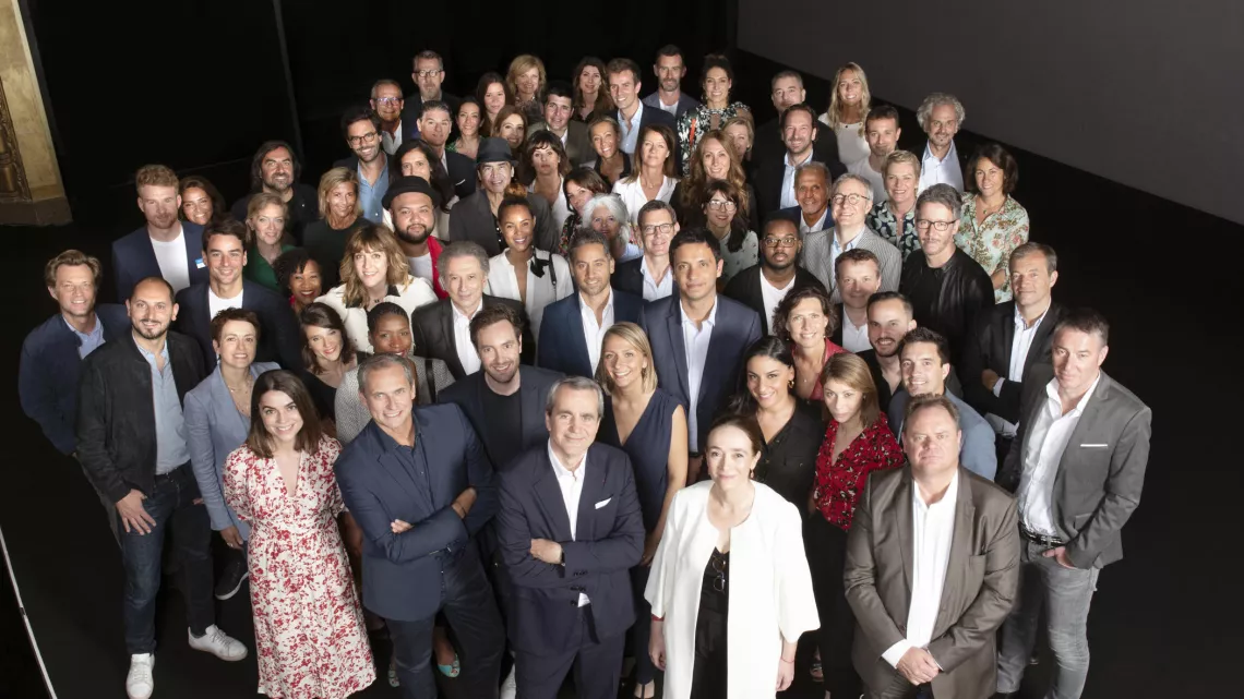 Les animateurs de France Télévisions autour de Delphine Ernotte, Takis Candilis et Yannick Letranchant