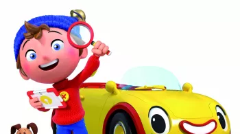 Oui-Oui, sa voiture, son chien, sa loupe, sa tablette