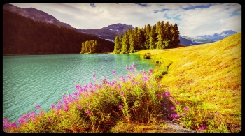 Eté 2016, paysage de lac de montagne sous le soleil