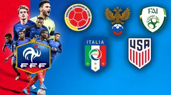 FOOTBALL 5 MATCHES AMICAUX : FRANCE-COLOMBIE-RUSSIE-REPUBLIQUE D'IRLANDE-ITALIE-ETATS-UNIS