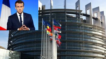 Emmanuel Macron au Parlement Européen de Strasbourg - crédit FTV + MaxPPP Luc Nobout