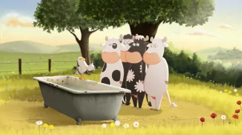 Les vaches près de l'abreuvoir