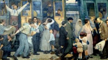 Tableau "Le Départ des poilus, août 1914" à la Gare de l'Est 