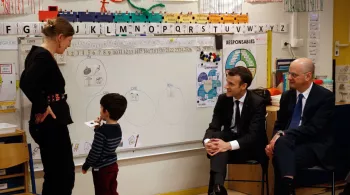 Ecole : Emmanuel Macron, Jean-Michel Blanquer en classe