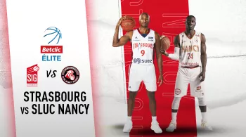 Photo des 2 capitaines des clubs de basket SIG Strasbourg / SLUC Nancy Basket
