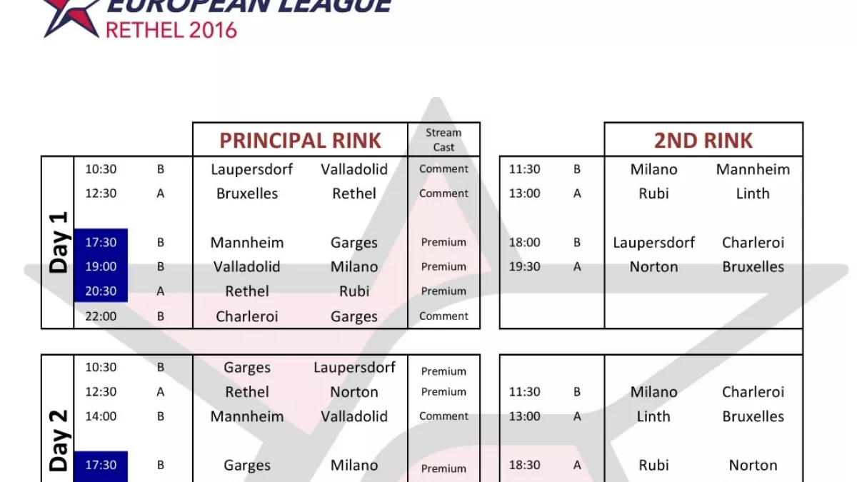 CALENDRIER DES MATCHES ROLLER HOCKEY