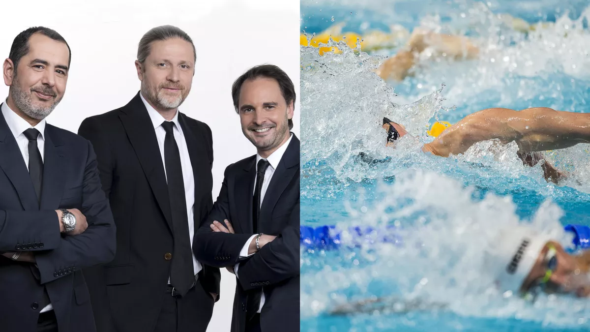 L'équipe qui va commenter le foot. La natation