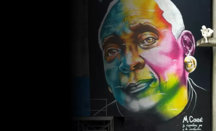 Portrait de Maryse Condé par Steek au Centre des arts de la culture à Pointe-à-Pitre