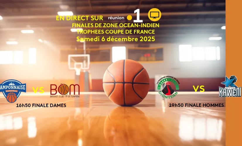 La fièvre du ballon orange, dernier évènement sportif de cette fin d’année sur Réunion la 1ère TV  Les finales du trophée régional de Coupe de France de basket, féminin et masculin, à vivre en direct sur Réunion la 1ère depuis le  Complexe Sportif Municipal Cotur du Port.